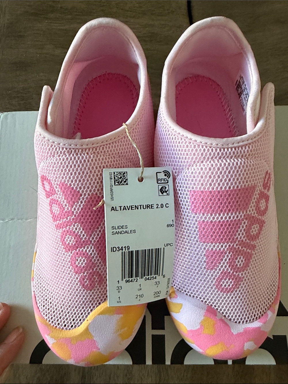 Adidas Kids Slip-On Water Shoes in Pink with Yellow & White Accents - NWT/NIB
